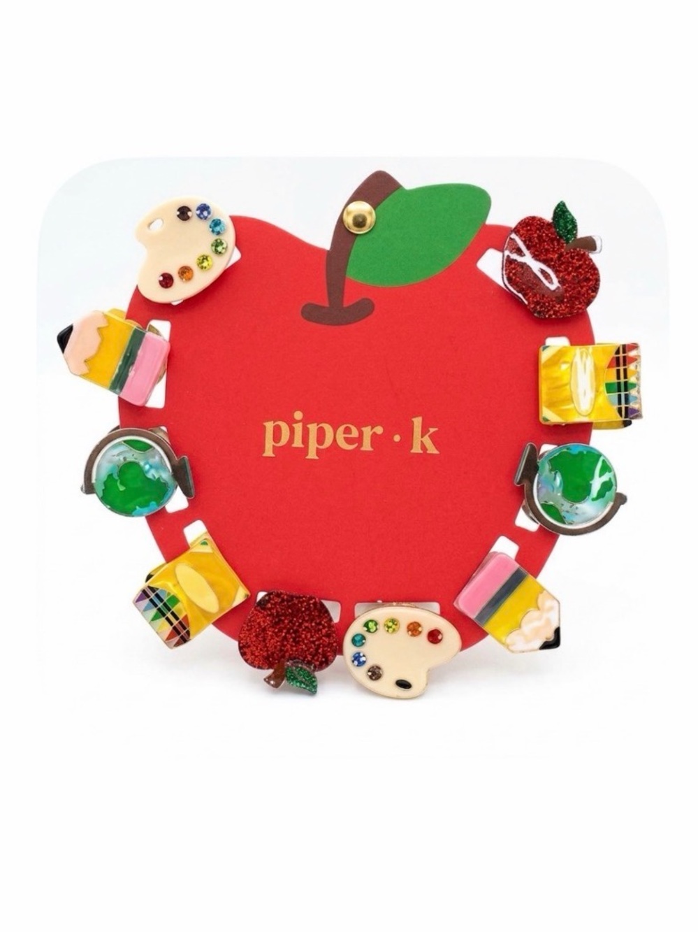 NWT ⚜️🍎⚜️ Piper K Back to School Hair Claw Clips set of 10!